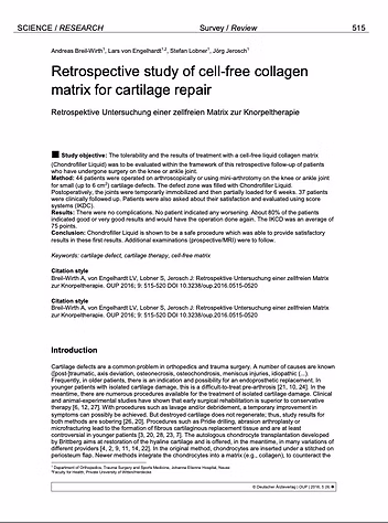 Collagen matrix for cartilage repair